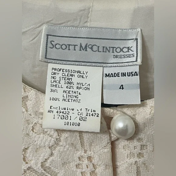 Scott McClintock Vintage Formal Cream Paisley Print Skirt Suit Size 4 - Picture 7 of 13